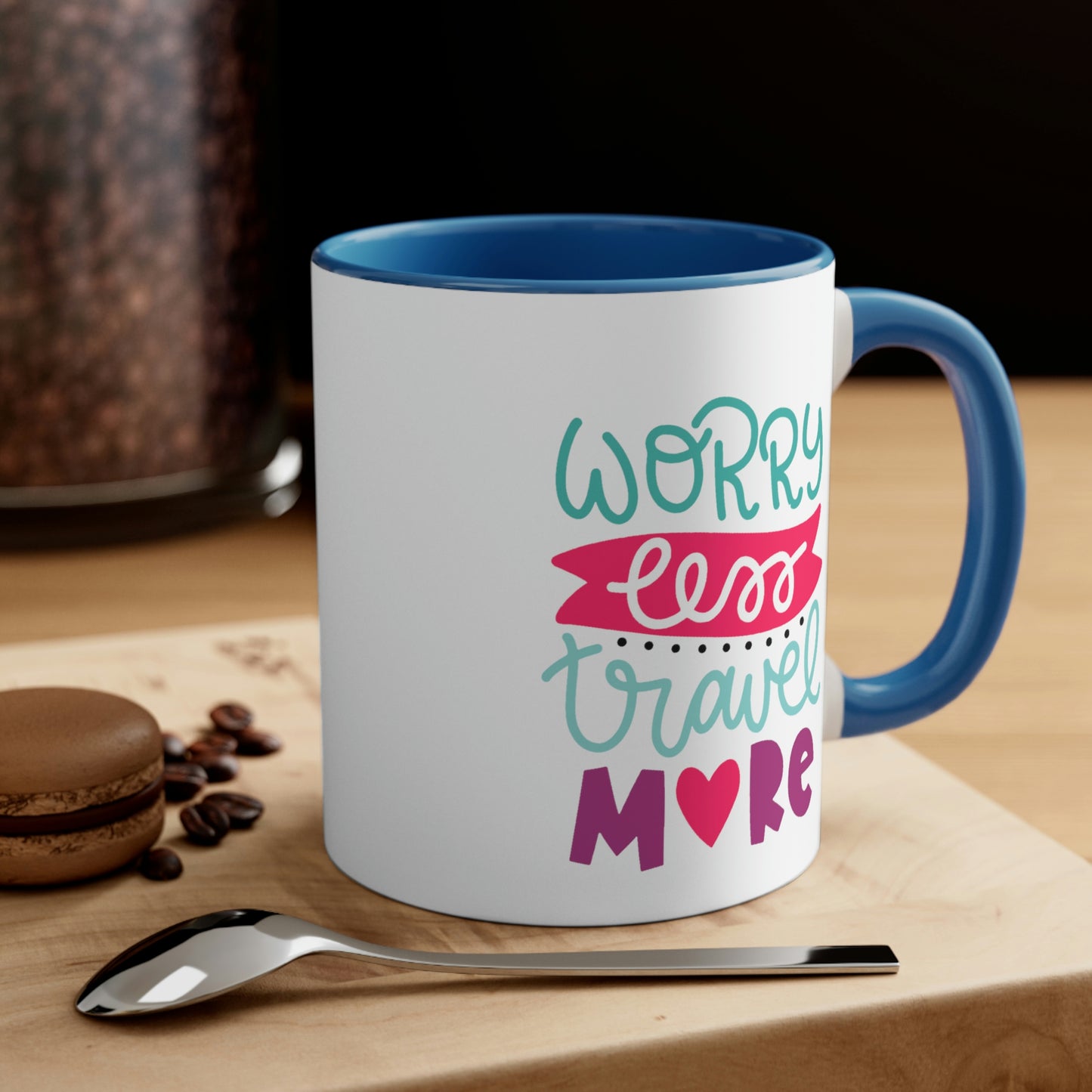 Worry Less Travel More Accent Coffee Mug, 11oz