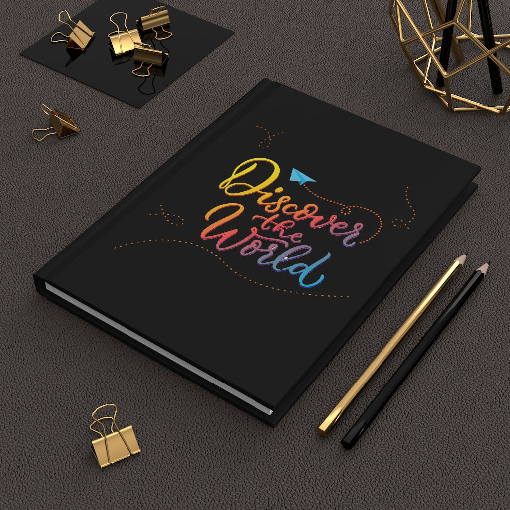 Discover the World Black Hardcover Journal Matte