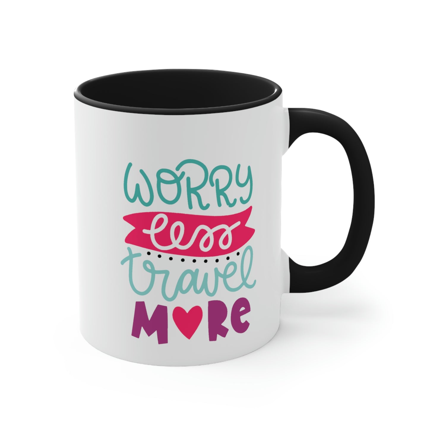 Worry Less Travel More Accent Coffee Mug, 11oz