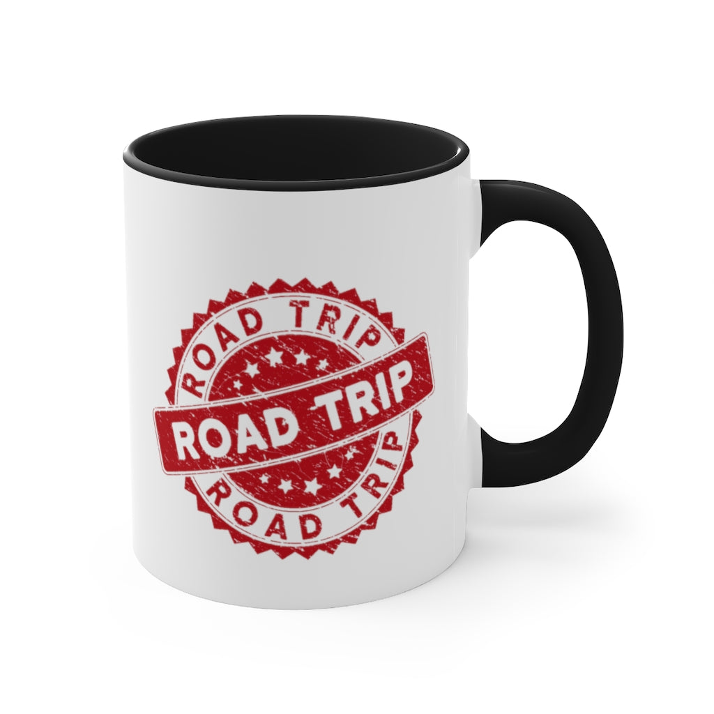 Road Trip Red Accent Coffee Mug, 11oz