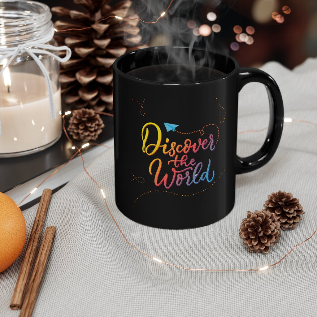 Discover the World 11oz Black Mug