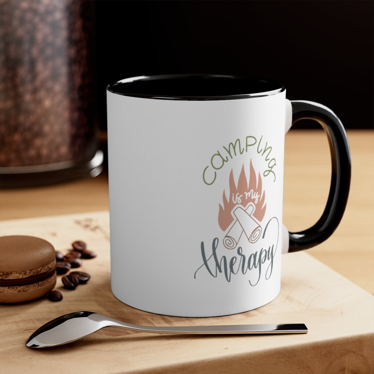 Camping Fire Wood Accent Coffee Mug, 11oz