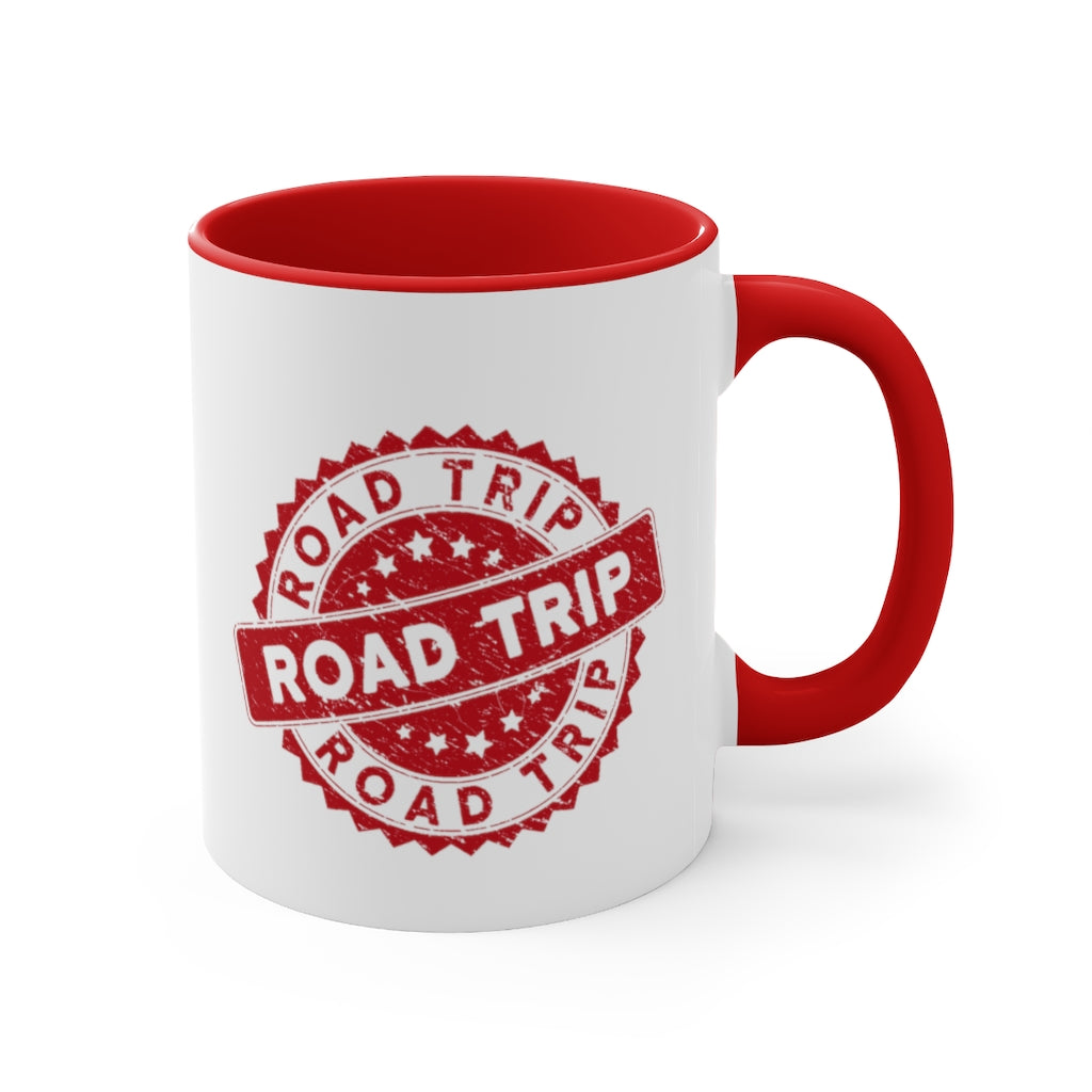 Road Trip Red Accent Coffee Mug, 11oz