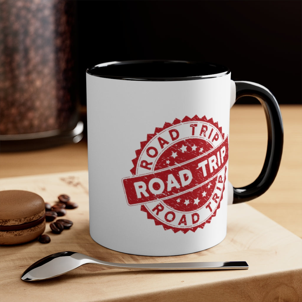 Road Trip Red Accent Coffee Mug, 11oz