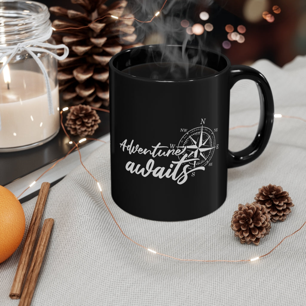 Adventure Awaits 11oz Black Mug