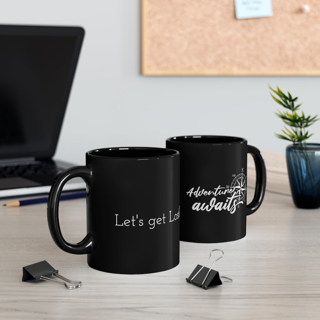 Adventure Awaits 11oz Black Mug