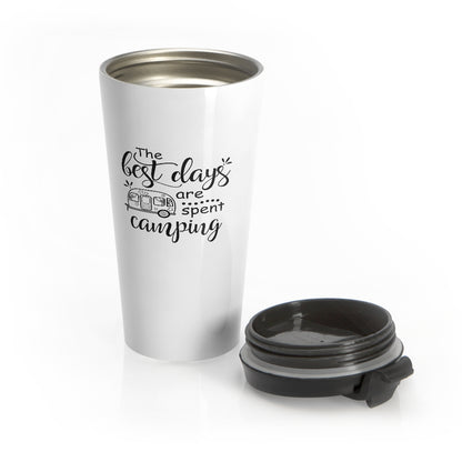 The Best Days are Spending Camping White Stainless Steel Travel Mug