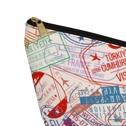 Passport Stamps Accessory Pouch w T-bottom