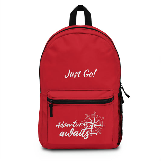 Adventure Awaits Red Backpack