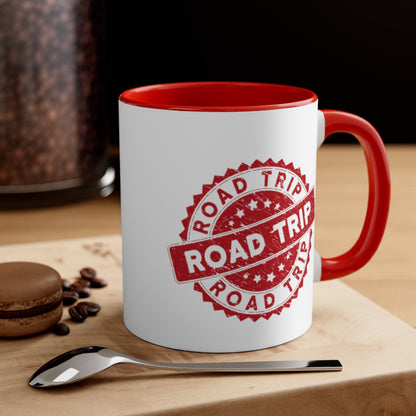 Road Trip Red Accent Coffee Mug, 11oz