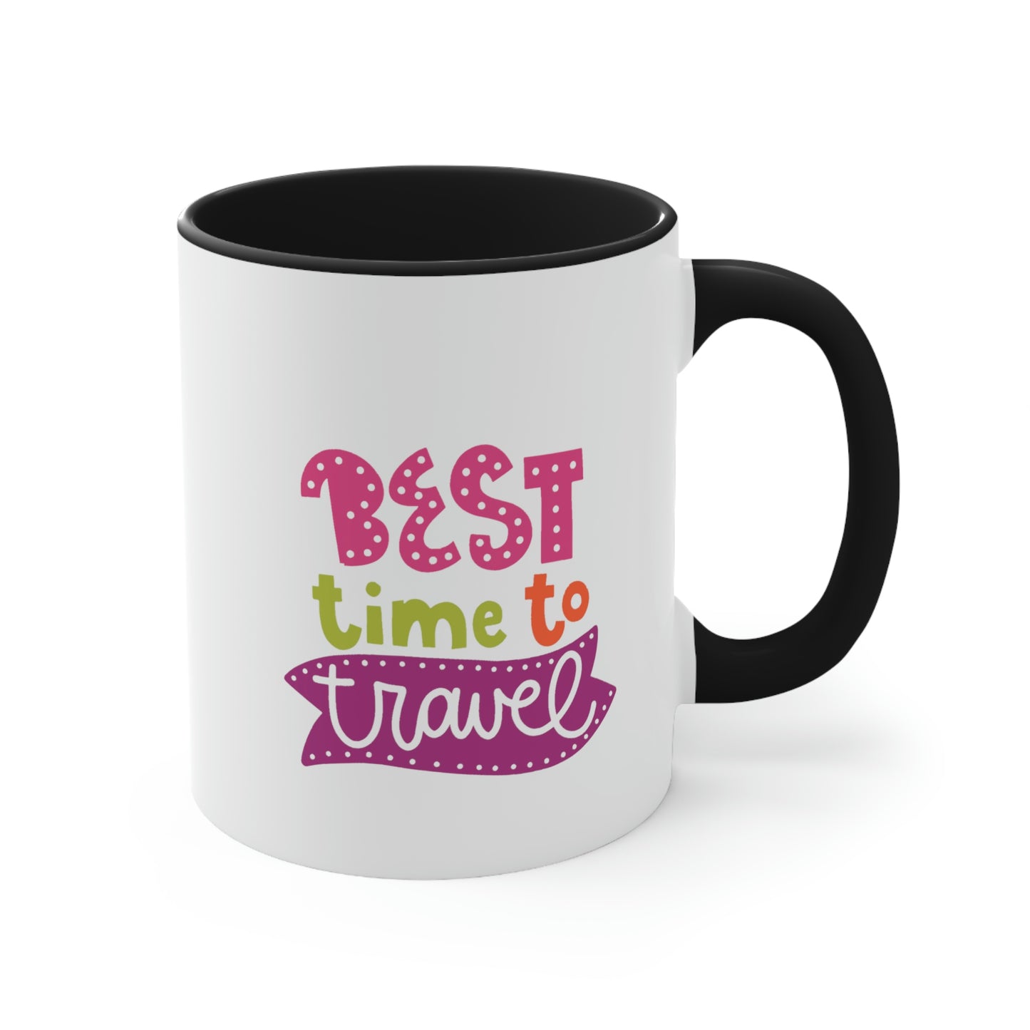 Best Time to Travel Accent Coffee Mug, 11oz