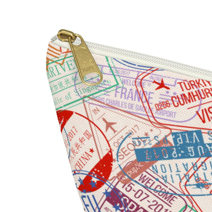 Passport Stamps Accessory Pouch w T-bottom