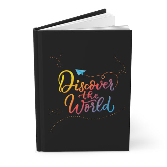 Discover the World Black Hardcover Journal Matte