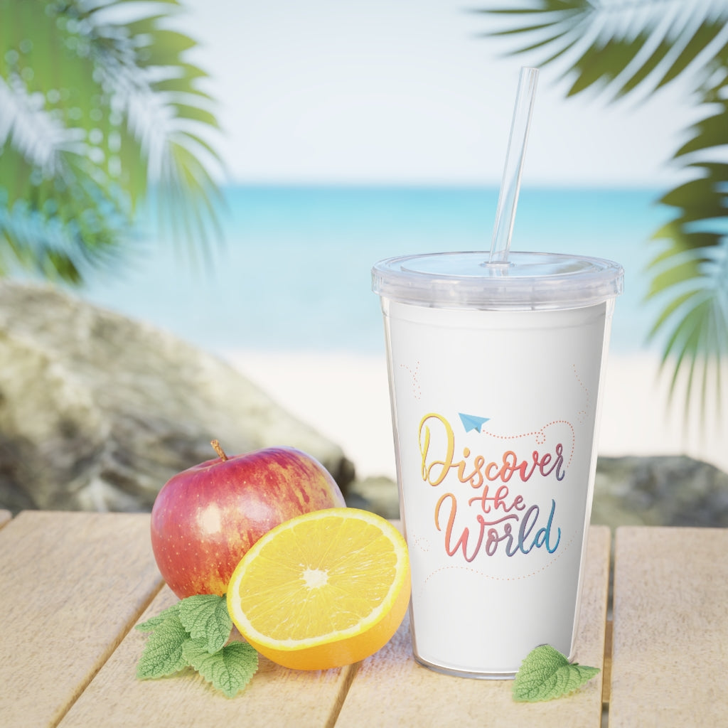 Discover the World Plastic Tumbler with Straw
