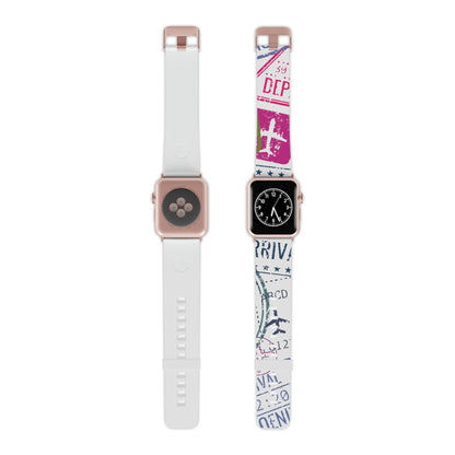 Pink Passport Stamps Watch Band for Apple Watch