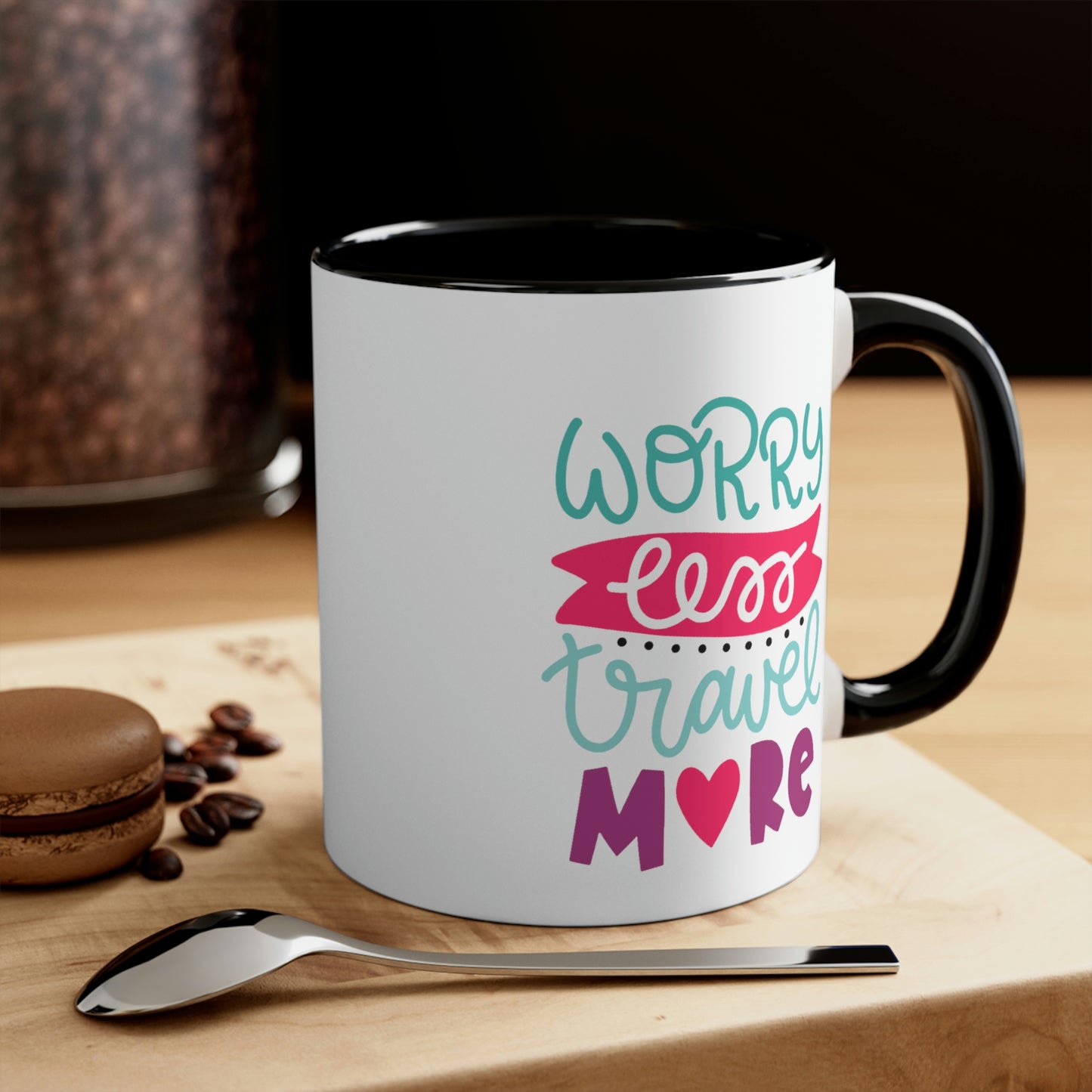Worry Less Travel More Accent Coffee Mug, 11oz