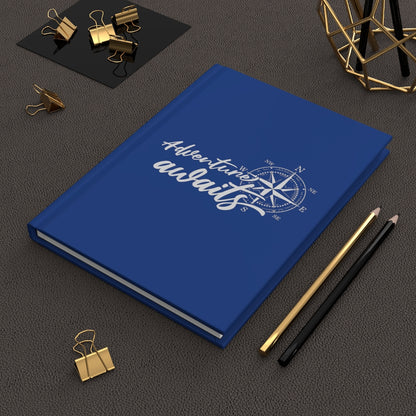 Adventure Awaits Blue Hardcover Journal Matte