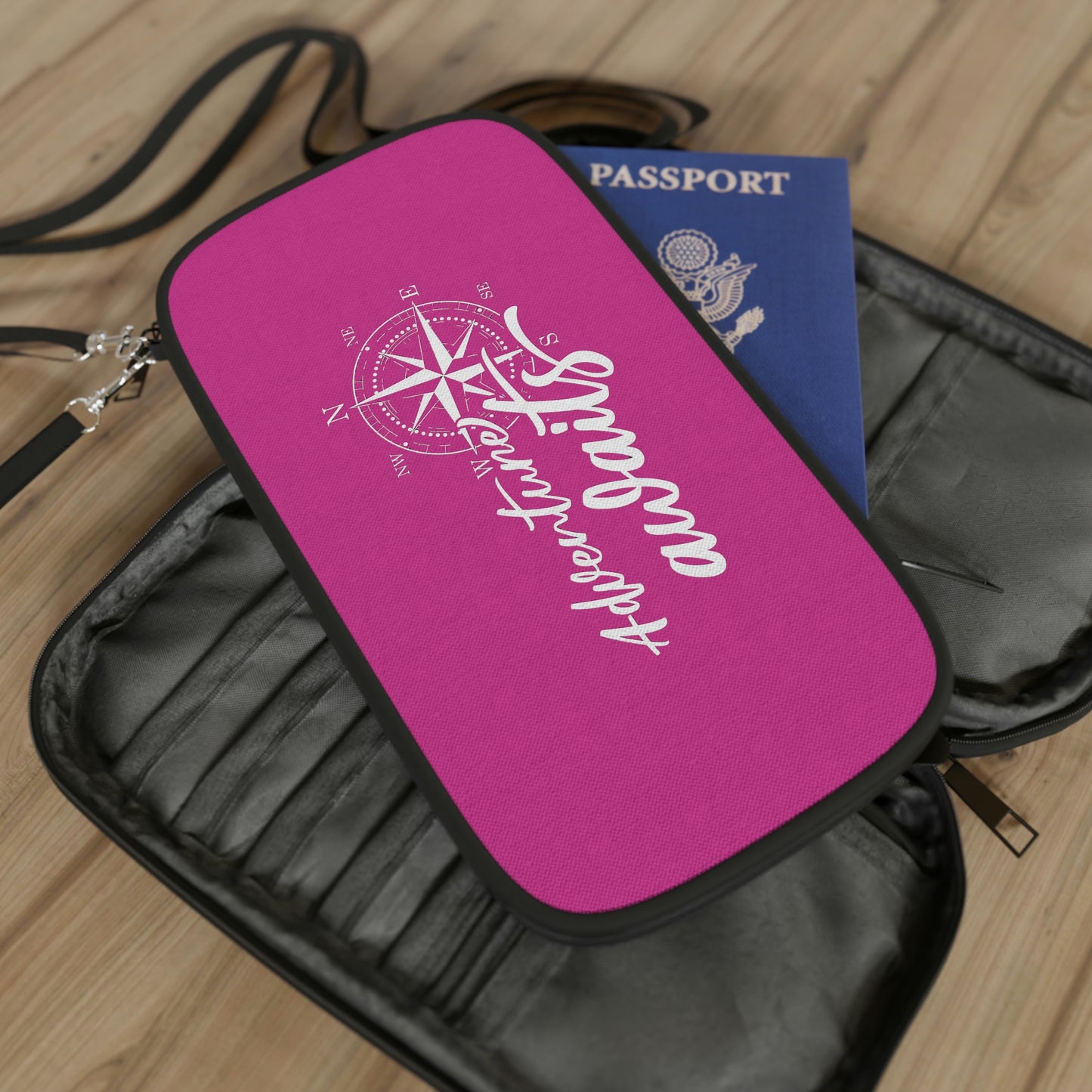 Adventure Awaits Pink Passport Wallet
