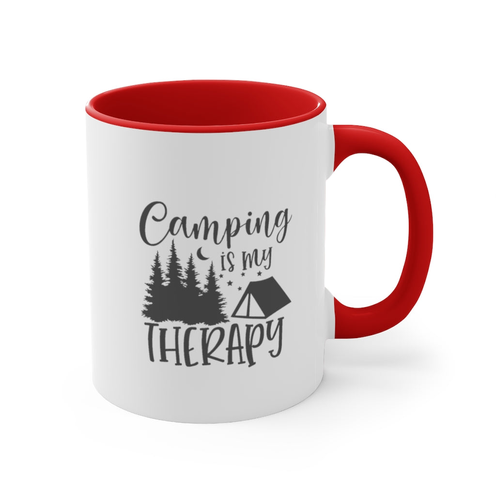Camping is my Therapy Accent Coffee Mug, 11oz