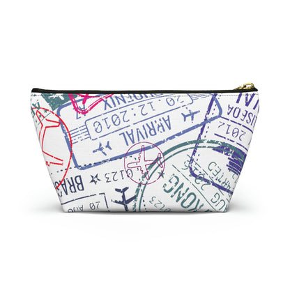 Pink Passport Stamps Accessory Pouch w T-bottom